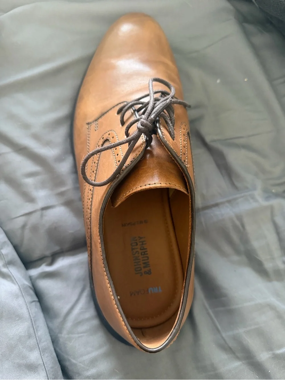 Johnston & Murphy Tan Leather Derby Lace-Up Shoes size 9 1/2 M